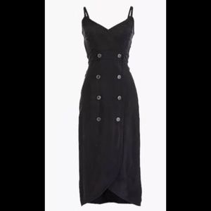 J Crew Double Breasted Black Cupro Dress XS